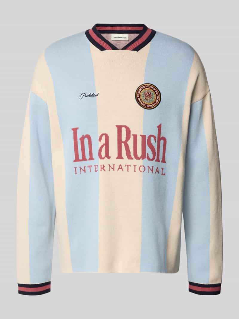 sweter z dzianiny z wyhaftowanym logo model 'Overdrive'