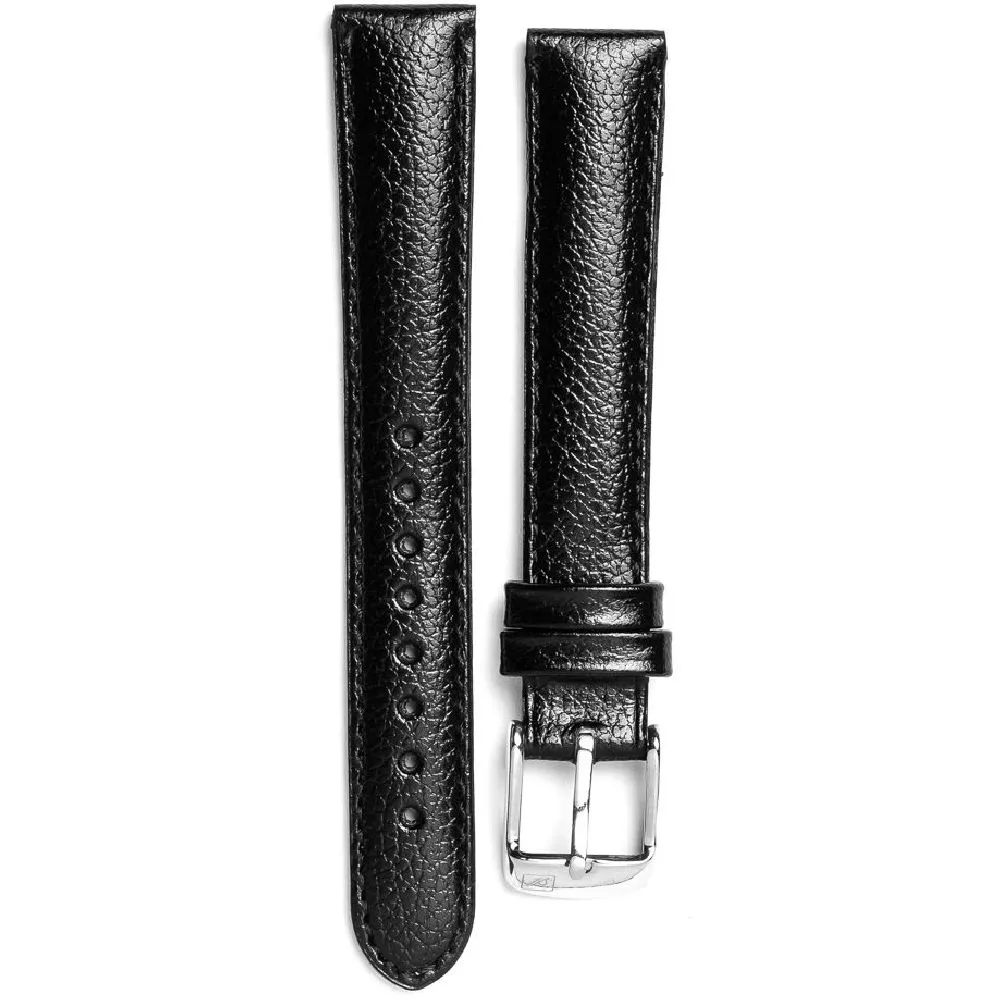 Adriatica czarny pasek skórzany 16 mm ze srebrną sprzączką ★ AUTORYZOWANY SKLEP PayPo ZWROT DO 365 DNI • POLECANA OFERTA ✓