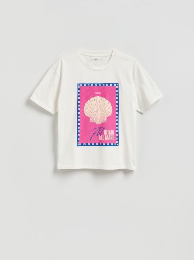 Reserved - T-shirt z nadrukiem - biały