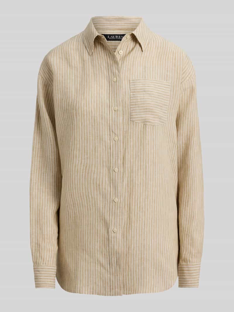 Bluzka z długim rękawem z czystego lnu o kroju relaxed fit