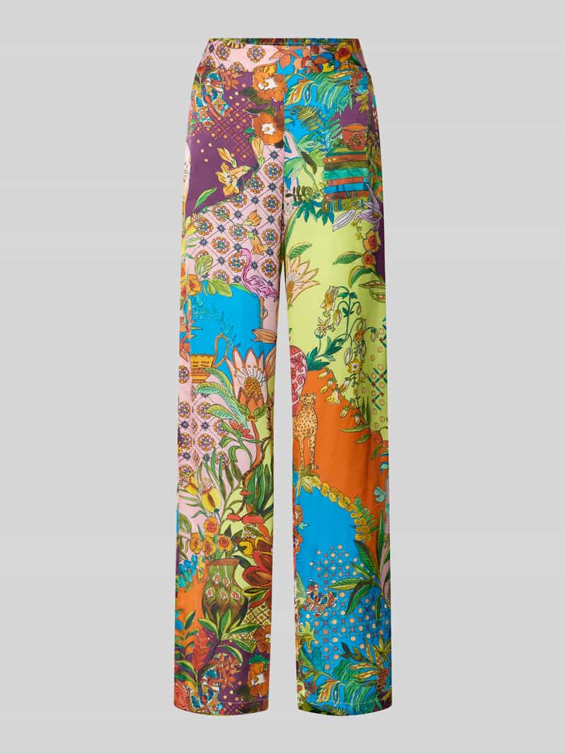 Spodnie materiałowe o kroju wide fit z czystej wiskozy z elastycznym pasem