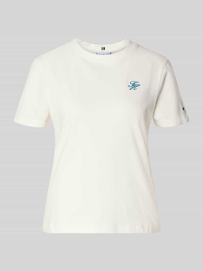 krój regular fit t-shirt z mieszanki bawełny