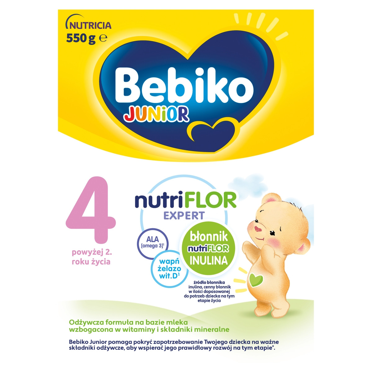 Bebiko Junior 4 Odżywcza formuła na bazie mleka dla małych dzieci powyżej 2. roku życia 550 g