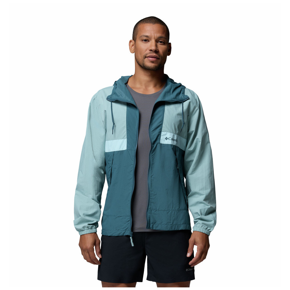 Kurtka męska Columbia Spire Valley™ Hooded Windbreaker Rozmiar: M / Kolor: jasnoniebieski
