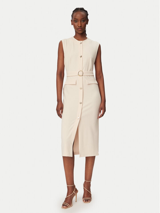 Rinascimento Sukienka koktajlowa CFC0020278002 Beżowy Slim Fit