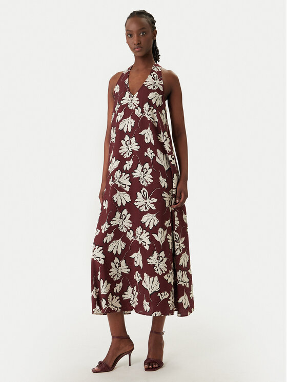 Vero Moda Sukienka letnia Jennifer 10341973 Bordowy Regular Fit