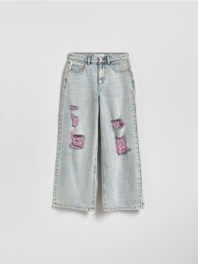 Reserved - Spodnie jeansowe z przetarciami - niebieski