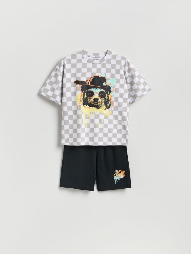 Reserved - Bawełniany komplet - jasnoszary