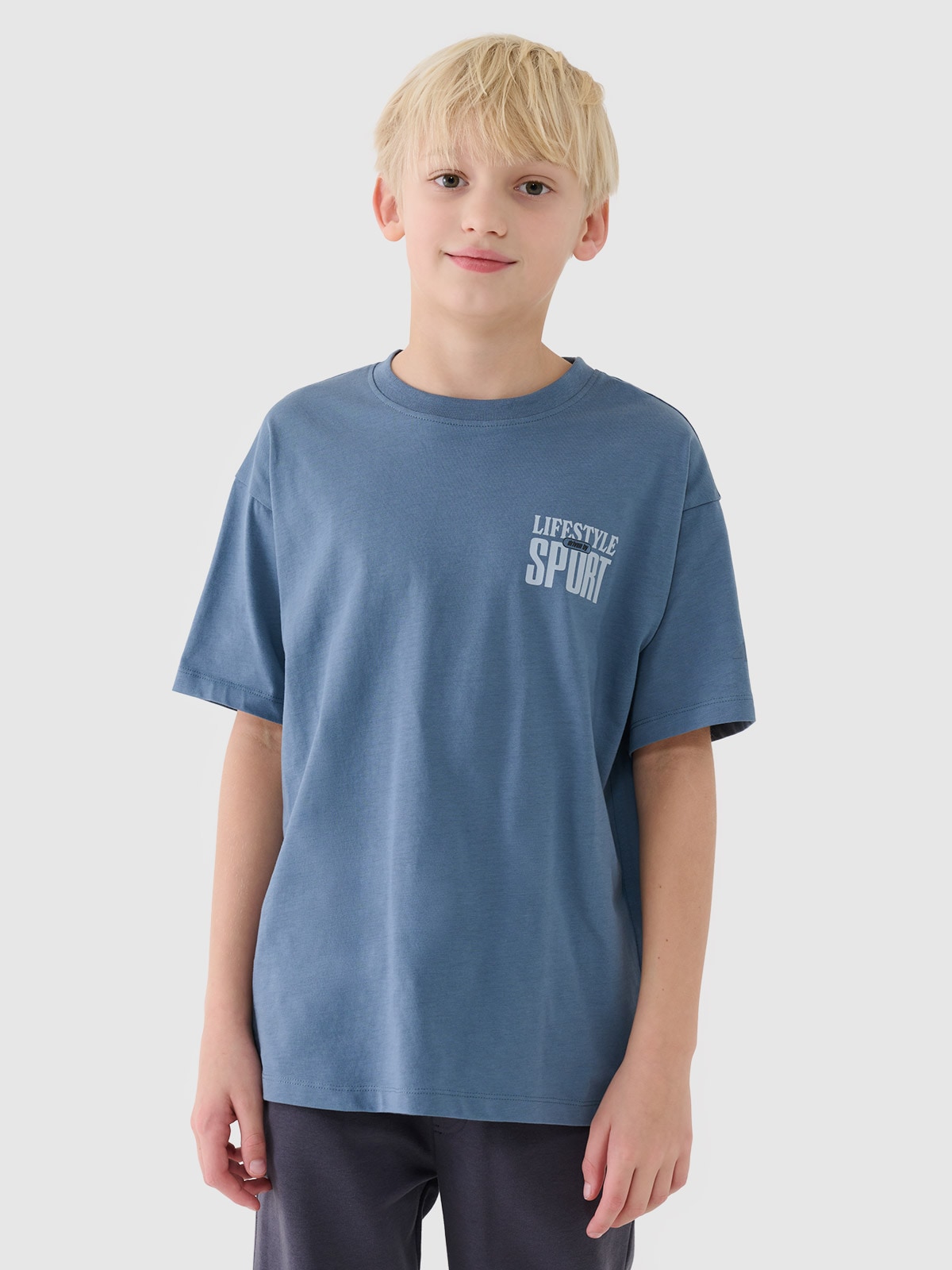 4F T-shirt regular z nadrukiem chłopięcy - granatowy 164 (13-14 lat)
