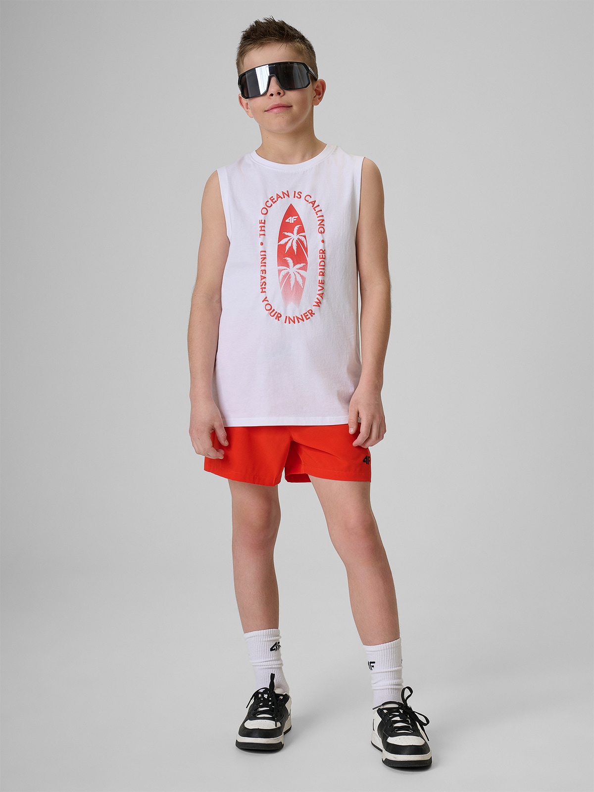 4F Spodenki plażowe boardshorty chłopięce - czerwone 158/164 (12-14 lat)