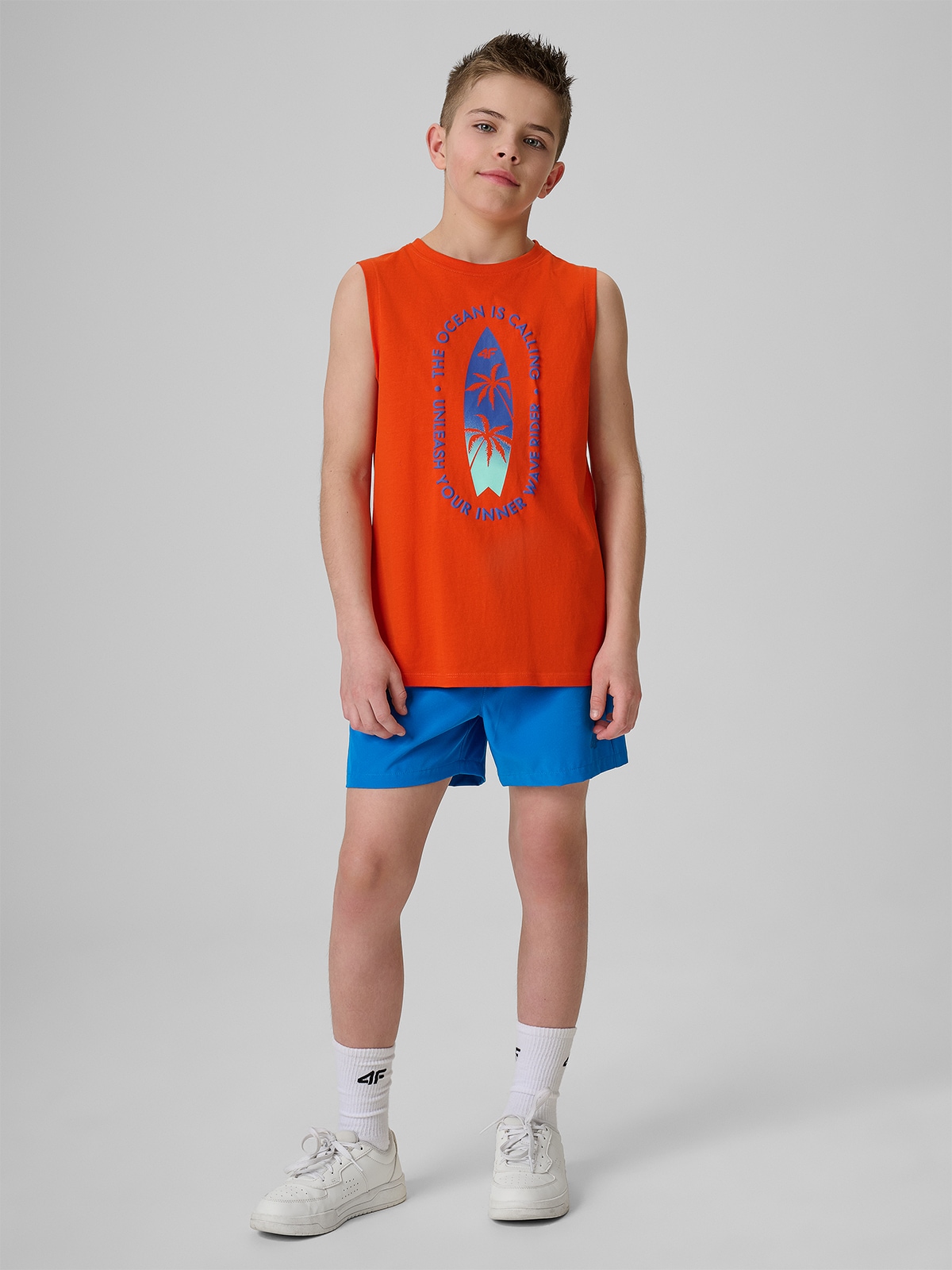 4F Spodenki plażowe boardshorty chłopięce - niebieskie 158/164 (12-14 lat)