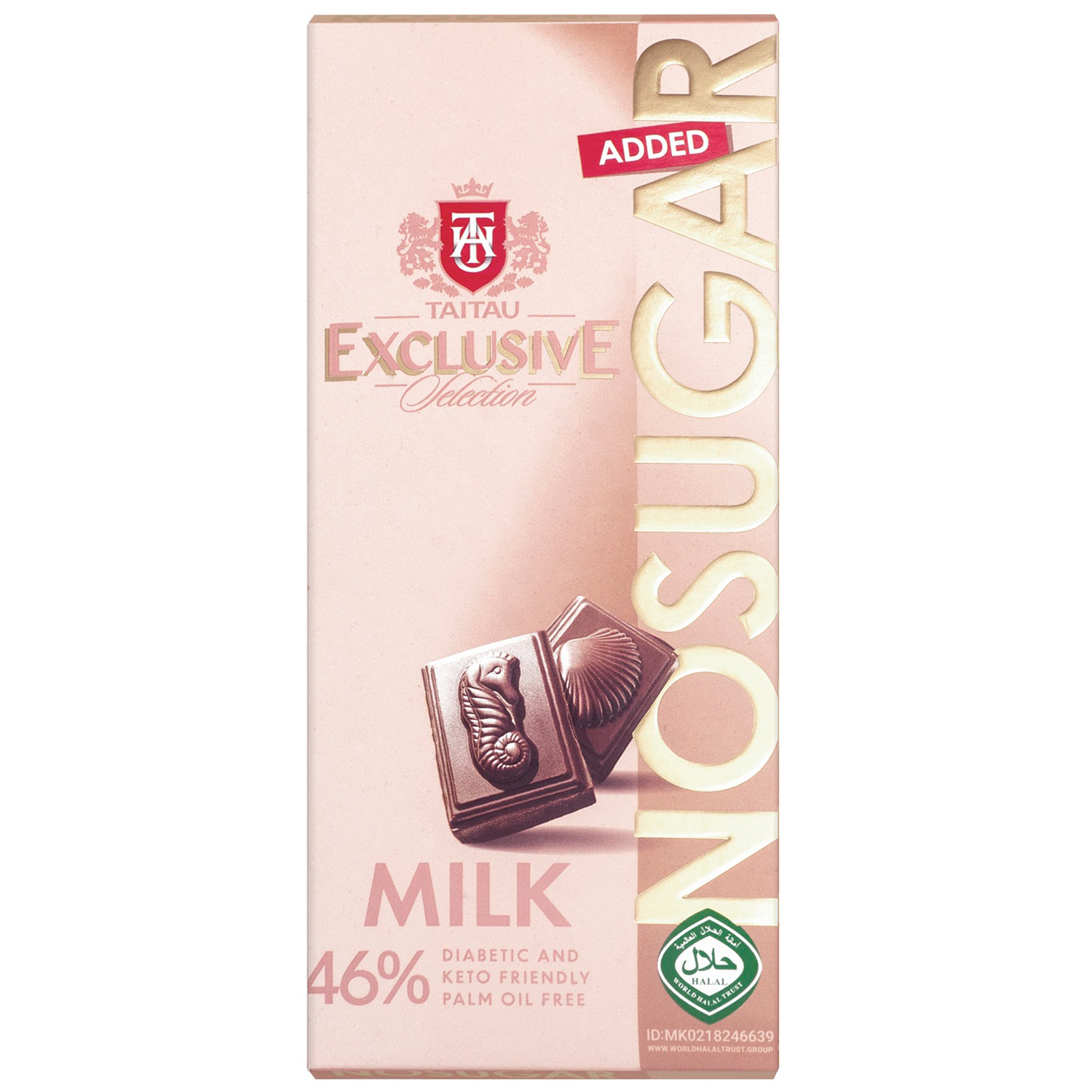 Taitau Czekolada mleczna 46% kakao, bez dodatku cukru, 100 g