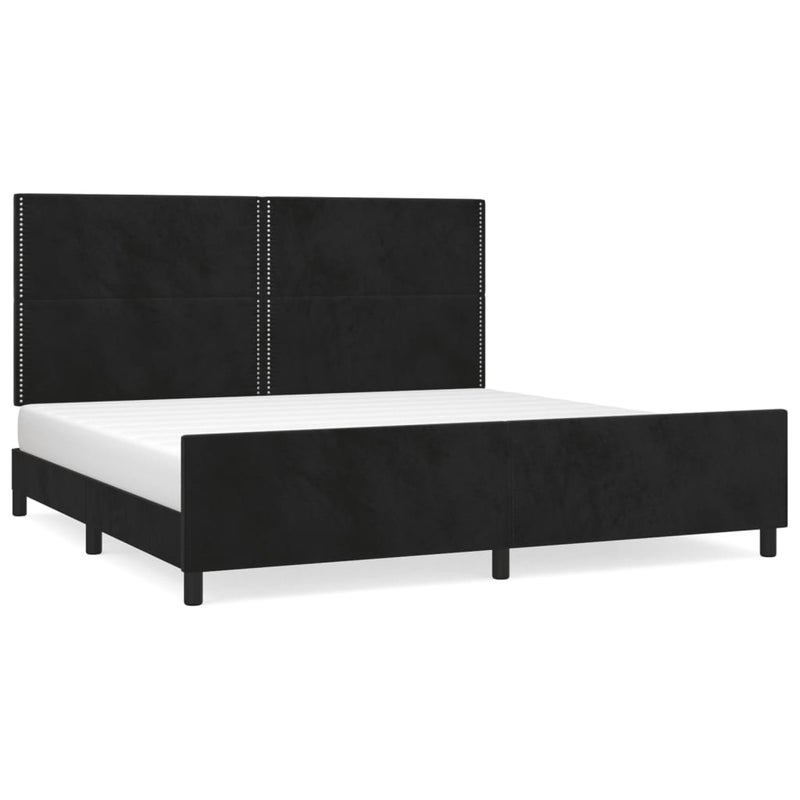 Łóżko tapicerowane rama łóżka ze stelażem czarne aksamitne 200x200 cm