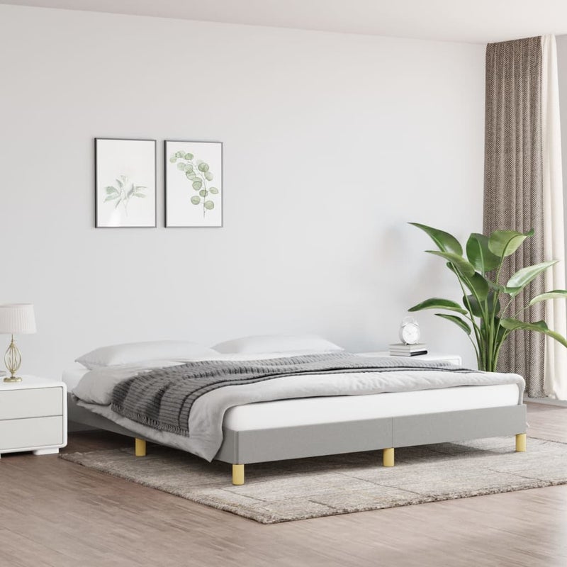 Łóżko tapicerowane rama łóżka ze stelażem szara do sypialni 180x200 cm