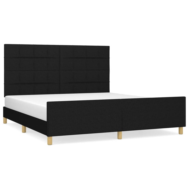 Łóżko tapicerowane rama łóżka ze stelażem do sypialni czarne 180x200 cm