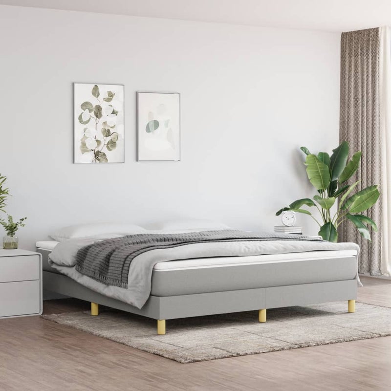 Łóżko tapicerowane rama łóżka ze stelażem szara do sypialni 180x200 cm