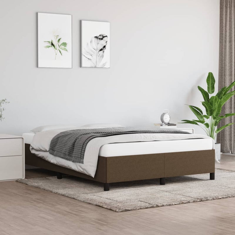 Łóżko tapicerowane rama łóżka ze stelażem do sypialni brązowe 140x190 cm