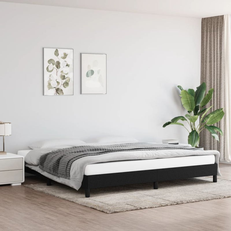 Łóżko tapicerowane rama łóżka ze stelażem do sypialni czarne 200x200 cm