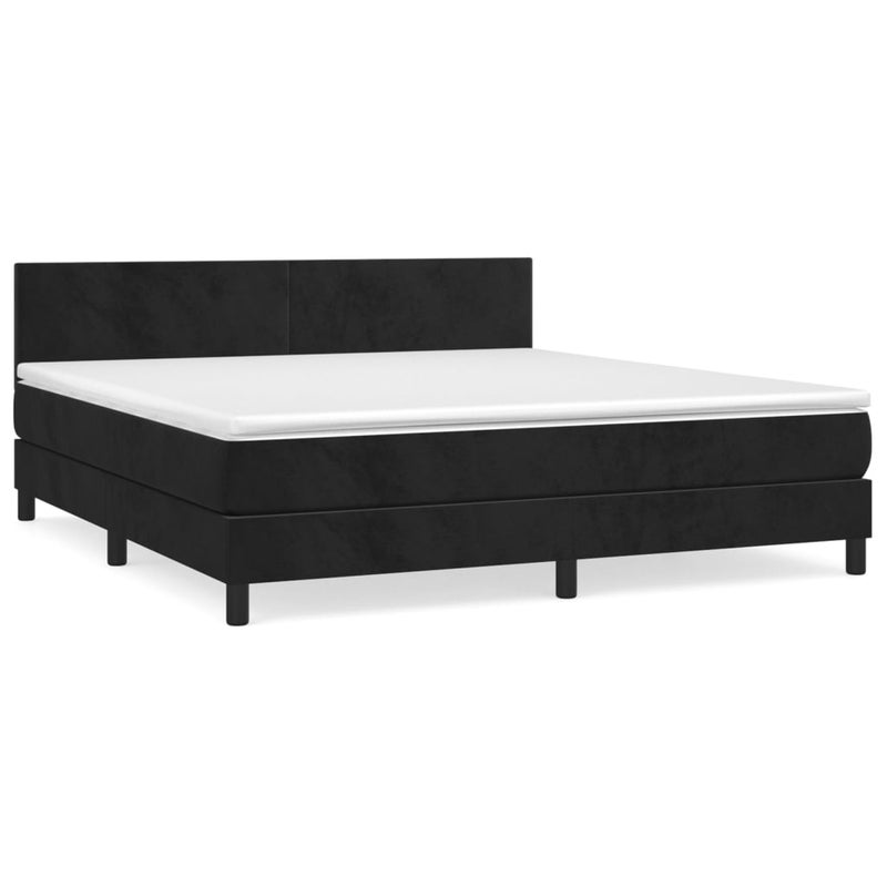 Łóżko z Materacem Czarny Aksamit Kontynentalne Łóżko Tapicerowane Do Sypialni Pokoju 160x200 cm