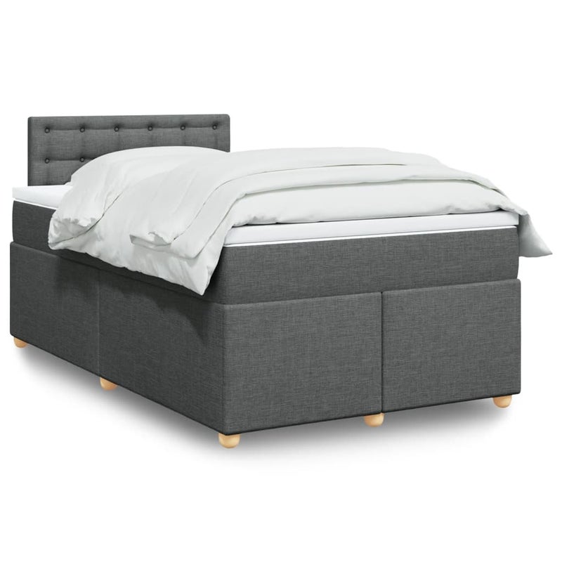 Łóżko Tapicerowane z Materacem Szara Tkanina Łóżko Kontynentalne Do Sypialni Pokoju 120x200