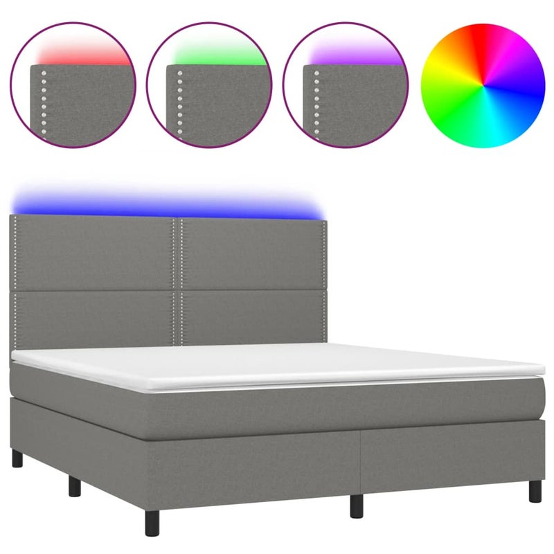 Łóżko Tapicerowane z Materacem Szara Tkanina Łóżko Kontynentalne Do Sypialni Pokoju 180x200