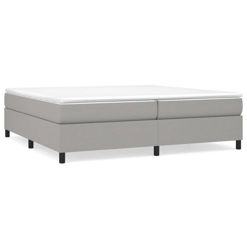 Łóżko Tapicerowane z Materacem Szara Tkanina Łóżko Kontynentalne Do Sypialni Pokoju 200x200 cm
