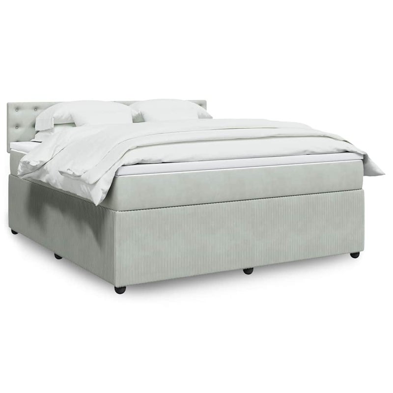Łóżko z Materacem Kontynentalne Szary Aksamit Łóżko Tapicerowane Do Sypialni Pokoju 180x200cm