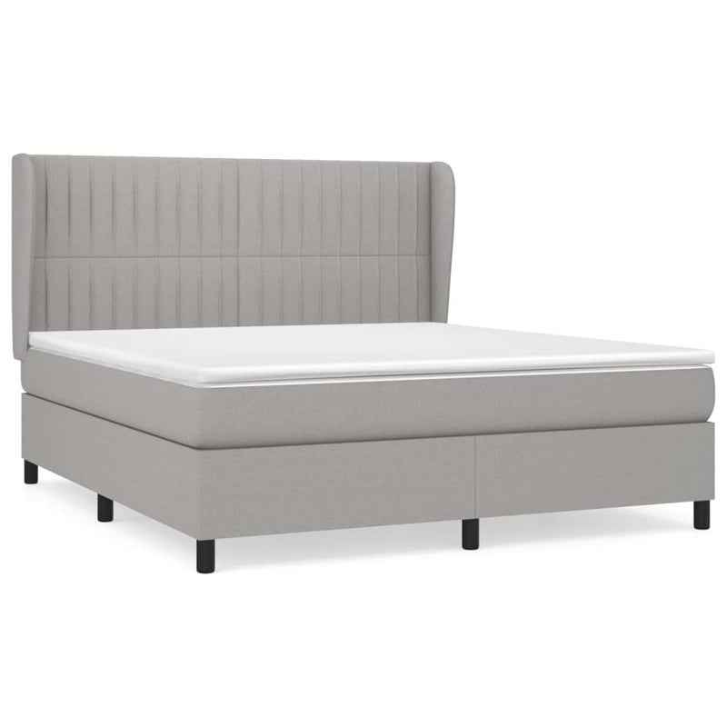 Łóżko z Materacem Kontynentalne Szara Tkanina Łóżko Tapicerowane Do Sypialni Pokoju 160x200 cm