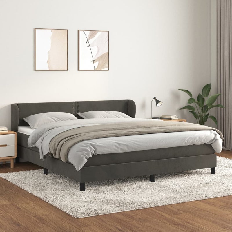 Łóżko Kontynentalne z Materacem Szare Łóżko Tapicerowane do Sypialni Pokoju 180x200cm
