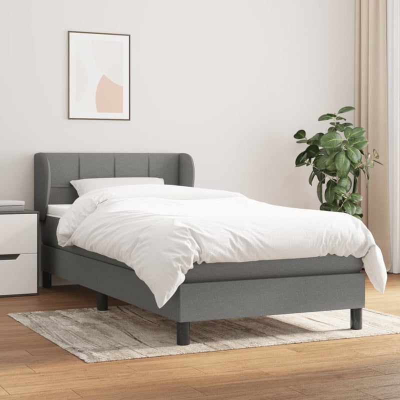 Łóżko Kontynentalne z Materacem Szare Łóżko Tapicerowane do Sypialni Pokoju 80x200 cm