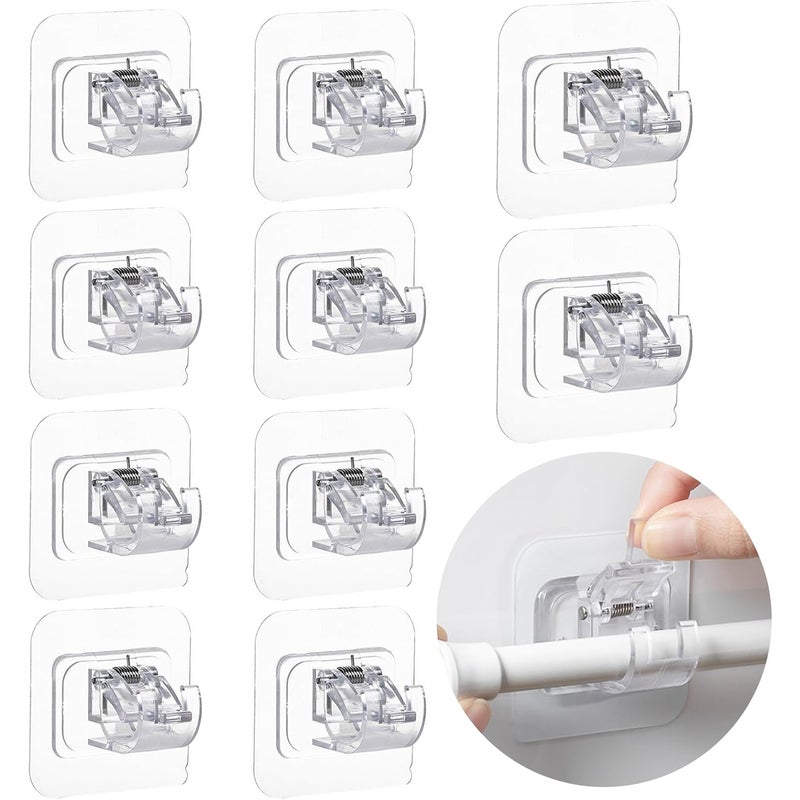 10 sztuk uchwytów do karniszy, regulowane, samoprzylepne drążki do zasłon, nie wymagają wiercenia, do wieszania zasłon lub wieszaków na ręczniki w łaz