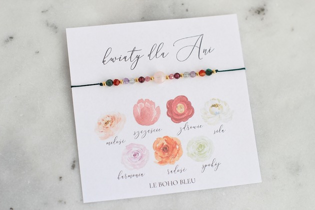 Kwiaty na Imieniny / Urodziny! Bransoletka z życzeniami