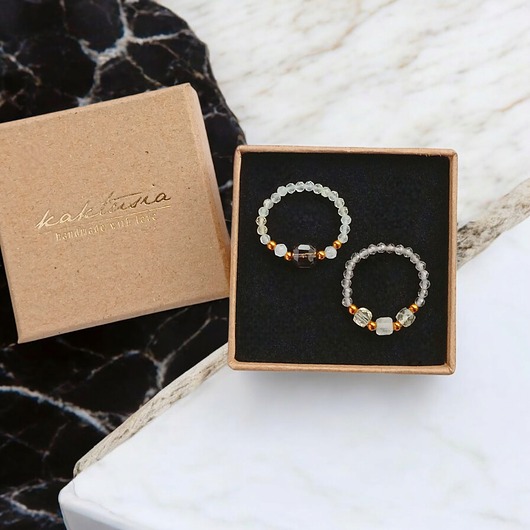 Zestaw pierścionków : DOBROBYT - cytryn, kwarc dymny, kryształ górski