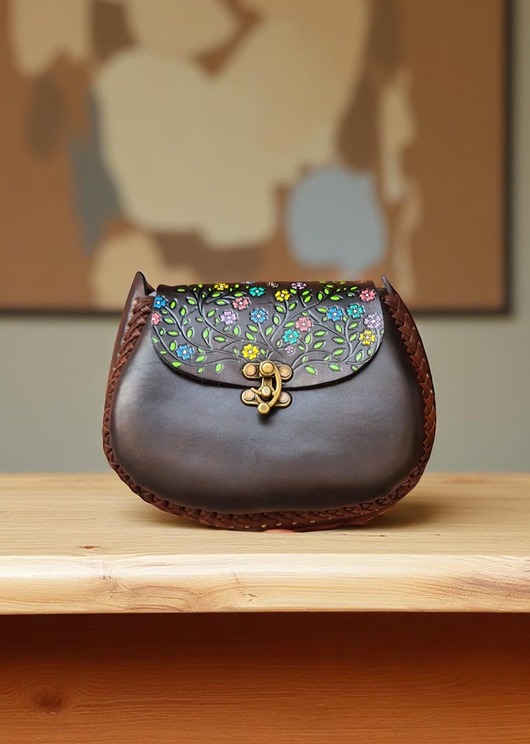 Torebka skórzana Marlene kwiaty ręcznie robiona