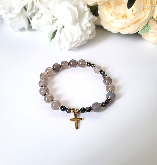 RÓZANIEC na rękę z kamieni naturalnych