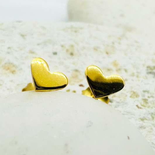 Złote kolczyki serca, mini sztyfty serduszka, komunia