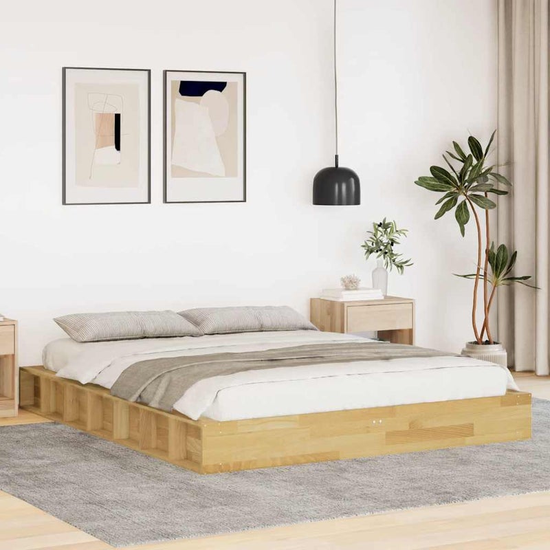 Łóżko Drewniane Brązowe Rama Łóżka Ze Stelażem Sypialnia Pokój 140x190 cm