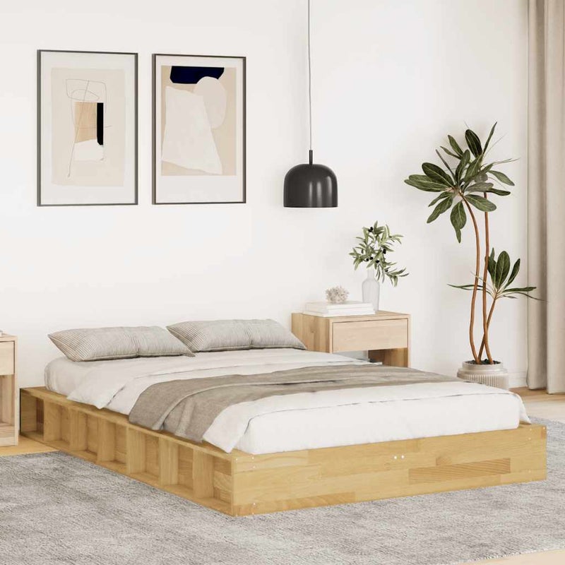 Łóżko Drewniane Brązowe Rama Łóżka Ze Stelażem Sypialnia Pokój 120x200 cm