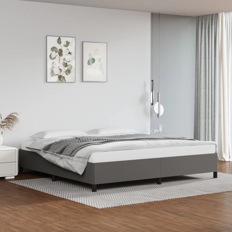 Łóżko tapicerowane rama łóżka ze stelażem szara skóra sztuczna 200x200 cm