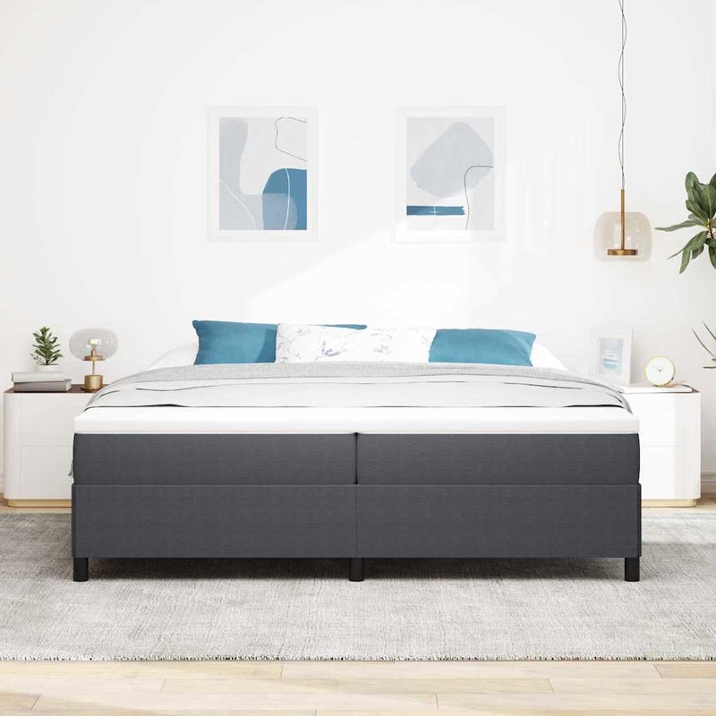 Łóżko Tapicerowane Szara Tkanina Rama Łóżka Ze Stelażem 200 x 200 cm