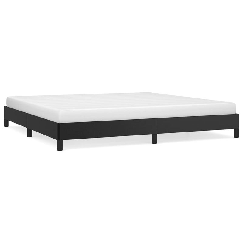 Łóżko tapicerowane rama łóżka ze stelażem czarne skóra sztuczna 200x200 cm