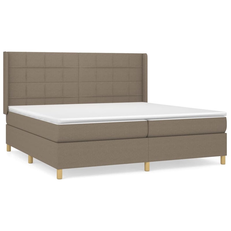 Łóżko Kontynentalne z Materacem Taupe Tkanina Łóżko Sypialniane Tapicerowane 200x200 cm