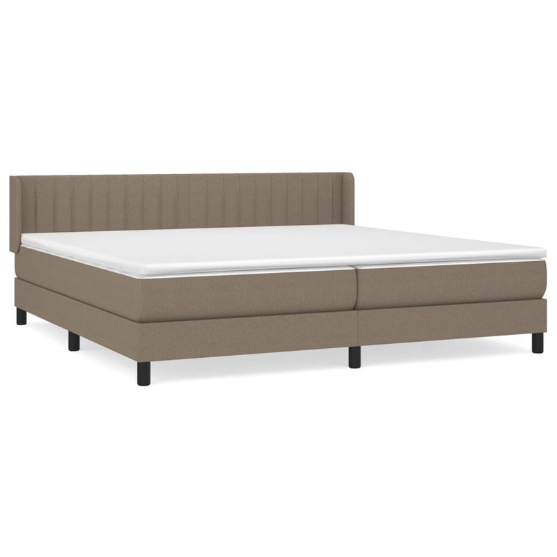 Łóżko Kontynentalne z Materacem Taupe Tkanina Łóżko Sypialniane Tapicerowane 200x200 cm