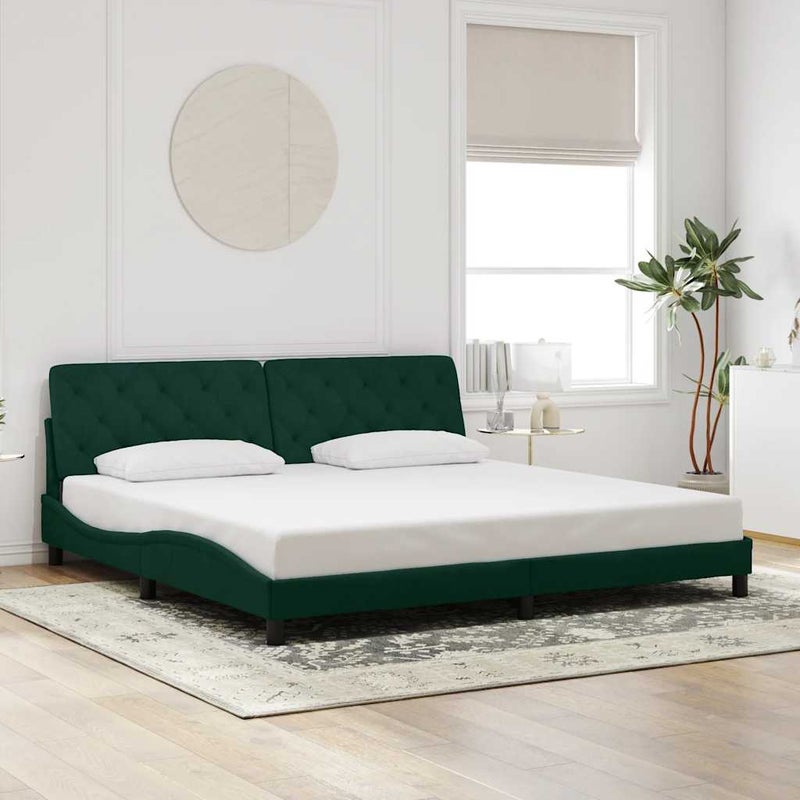 Łóżko Tapicerowane Zielone Rama Łóżka Ze Stelażem Sypialnia 200x200 cm