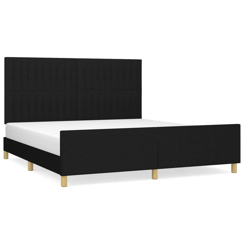 Łóżko tapicerowane rama łóżka ze stelażem do sypialni czarne 180x200 cm