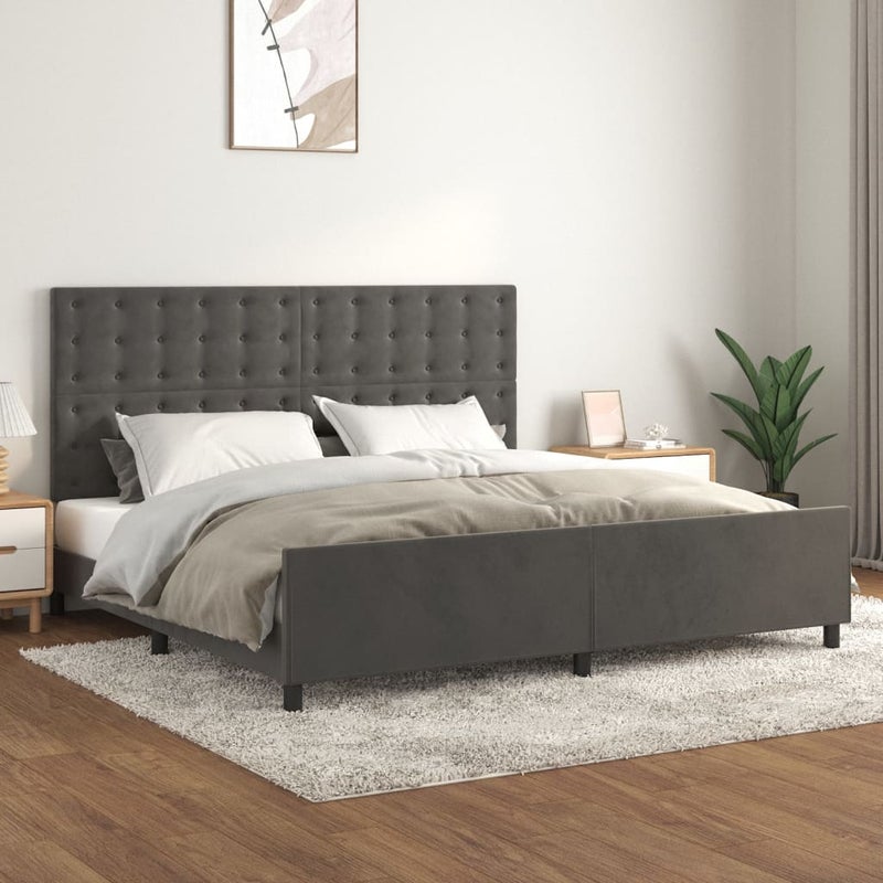Łóżko tapicerowane rama łóżka ze stelażem szare aksamitne 200x200 cm