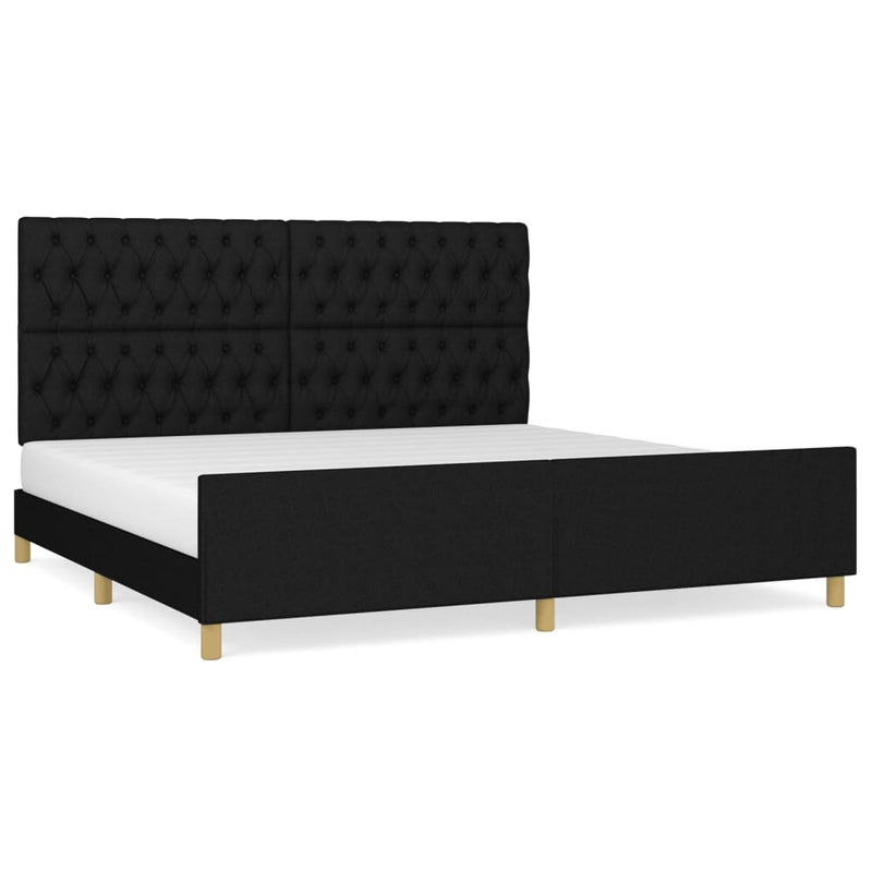 Łóżko tapicerowane rama łóżka ze stelażem do sypialni czarne 200x200 cm
