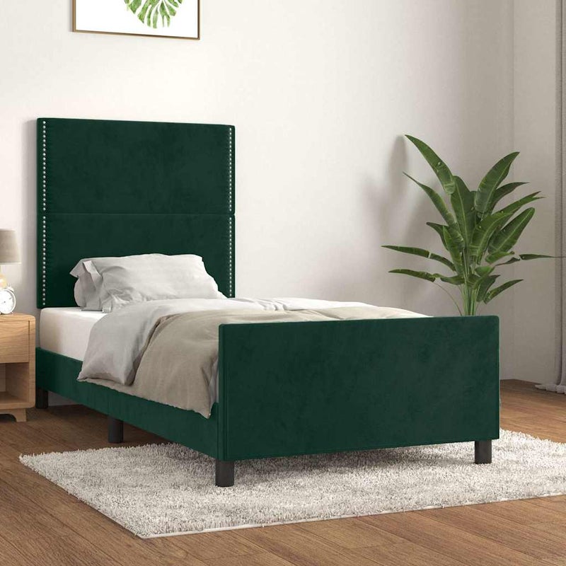 Łóżko tapicerowane rama łóżka ze stelażem zielone aksamitne 90x200 cm