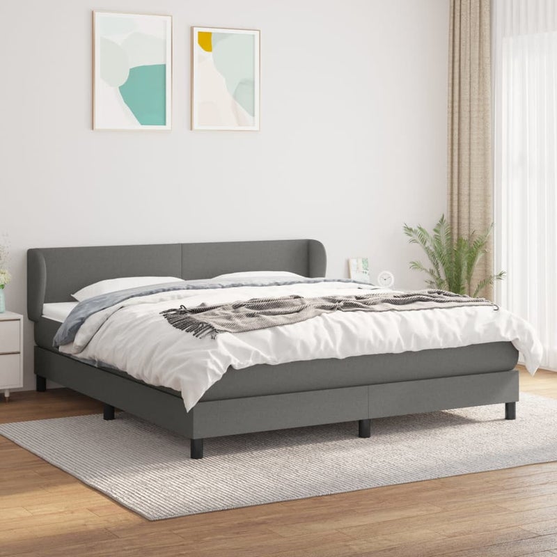 Łóżko Kontynentalne z Materacem Szare Łóżko Tapicerowane do Sypialni Pokoju 160x200 cm