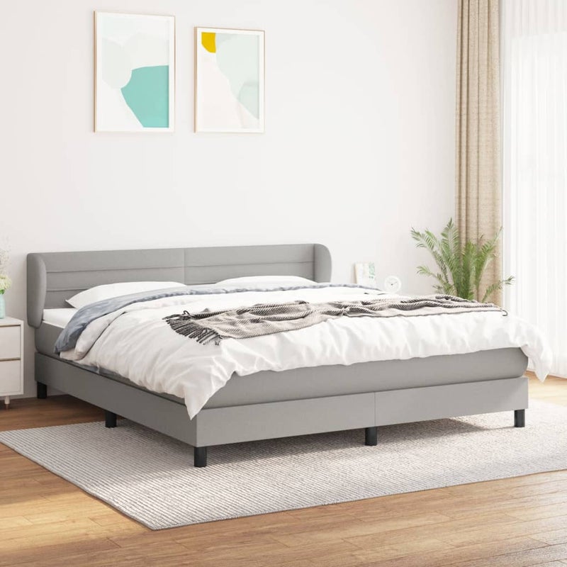 Łóżko Kontynentalne z Materacem Szare Łóżko Tapicerowane do Sypialni Pokoju 160x200 cm